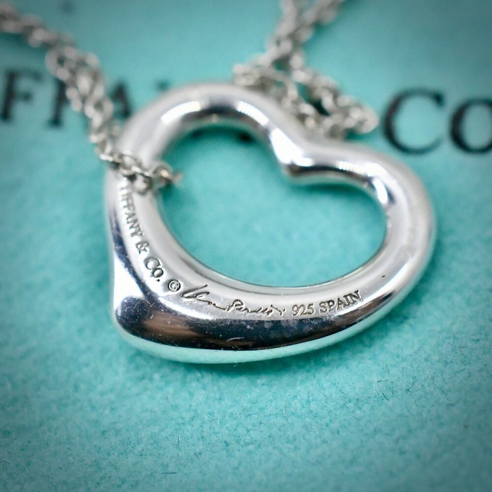 Tiffany & Co Elsa Peretti Open Heart Pendant Necklace 16mm Small Silver